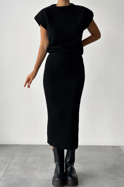 Simplicity Weave O Neck Sleeveless Two Pieces