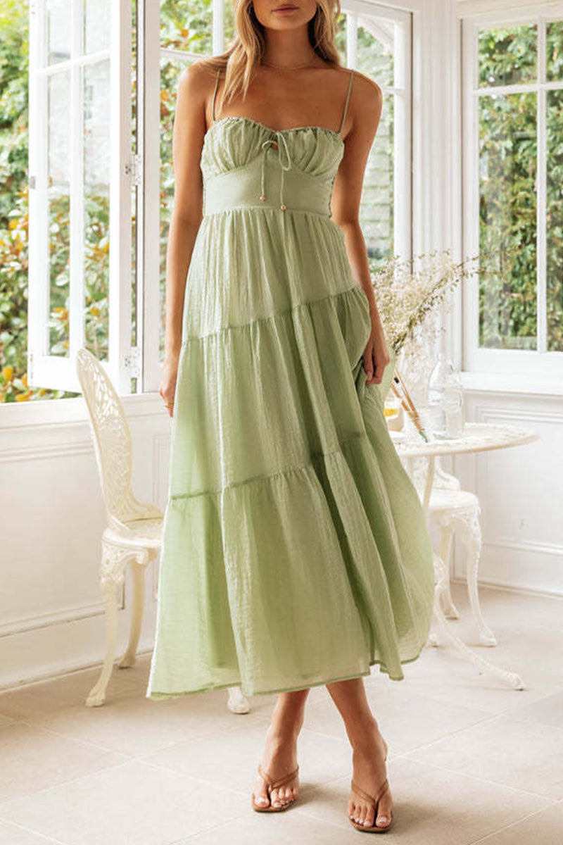 Simplicity Patchwork Fold Waist Skirt Dresses