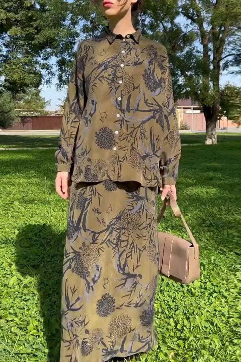 Buttons Turndown Collar Long Sleeve Two Pieces