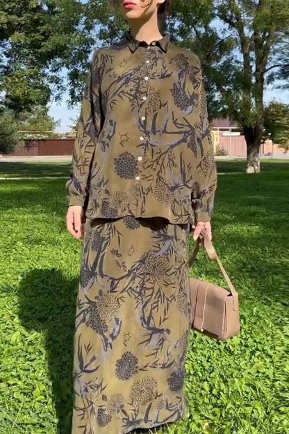 Buttons Turndown Collar Long Sleeve Two Pieces