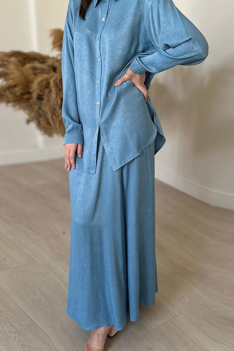 Simplicity Buttons Turndown Collar Long Sleeve Two Pieces