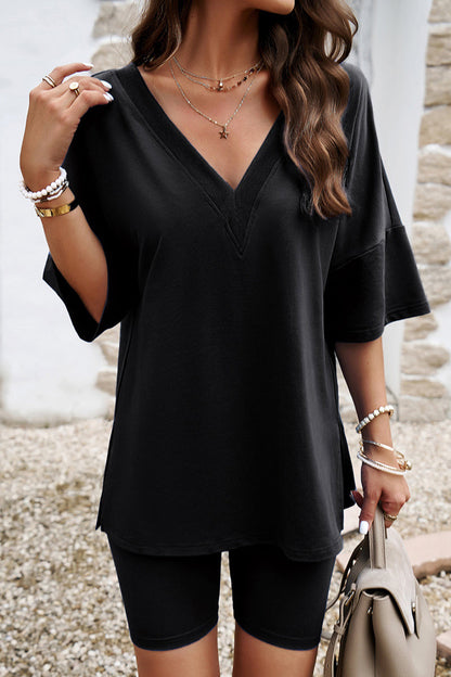 V Neck Half Sleeve Two Pieces