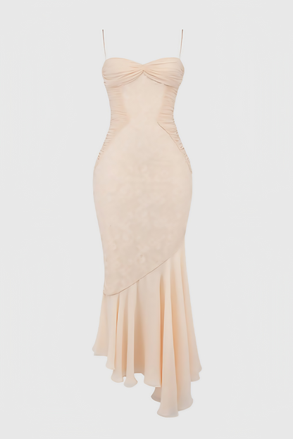 Vaelse Lace Ruffle Halter Maxi Dress