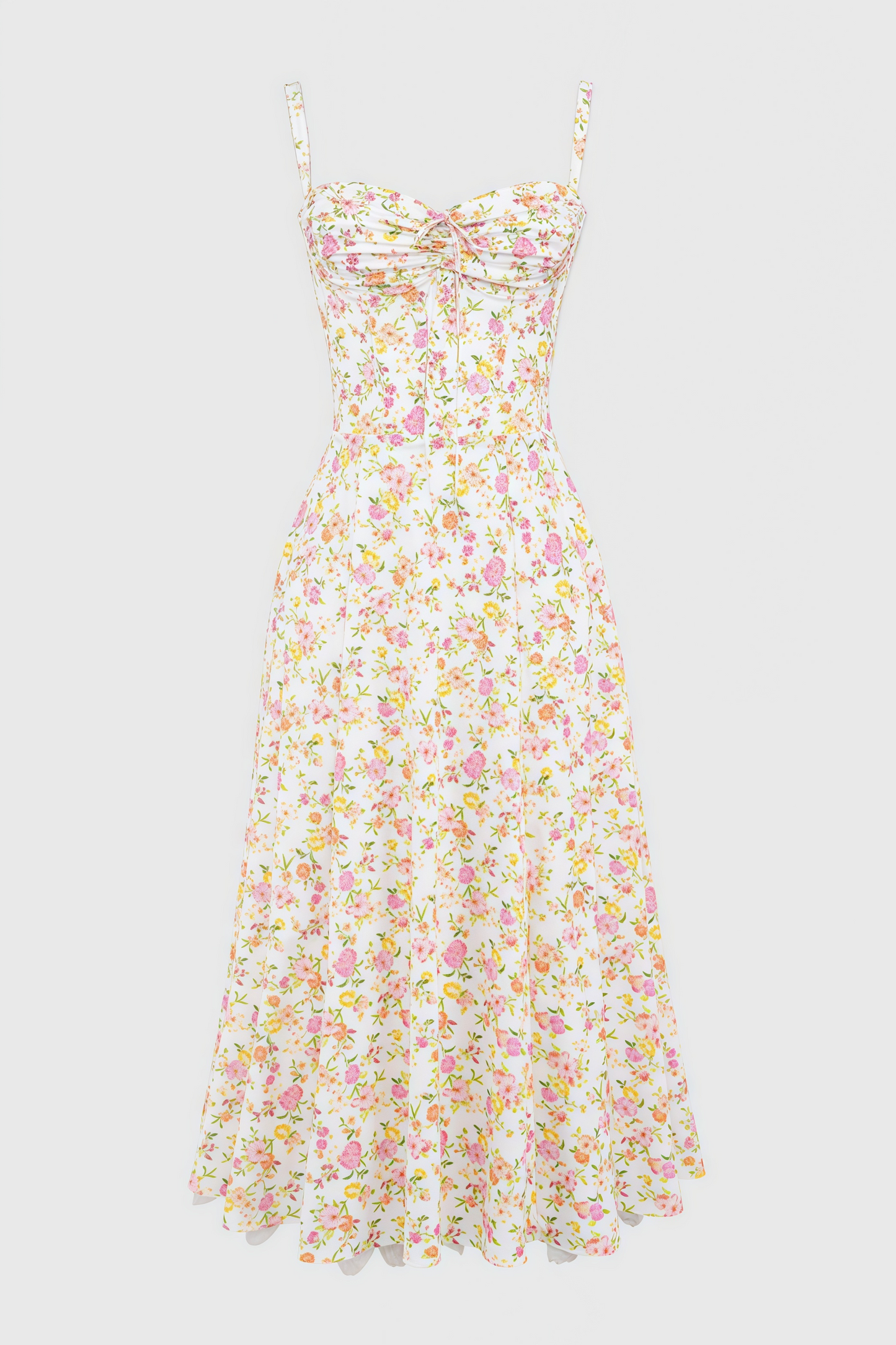Larkt Meadow Print Cotton Bustier Midi Dress