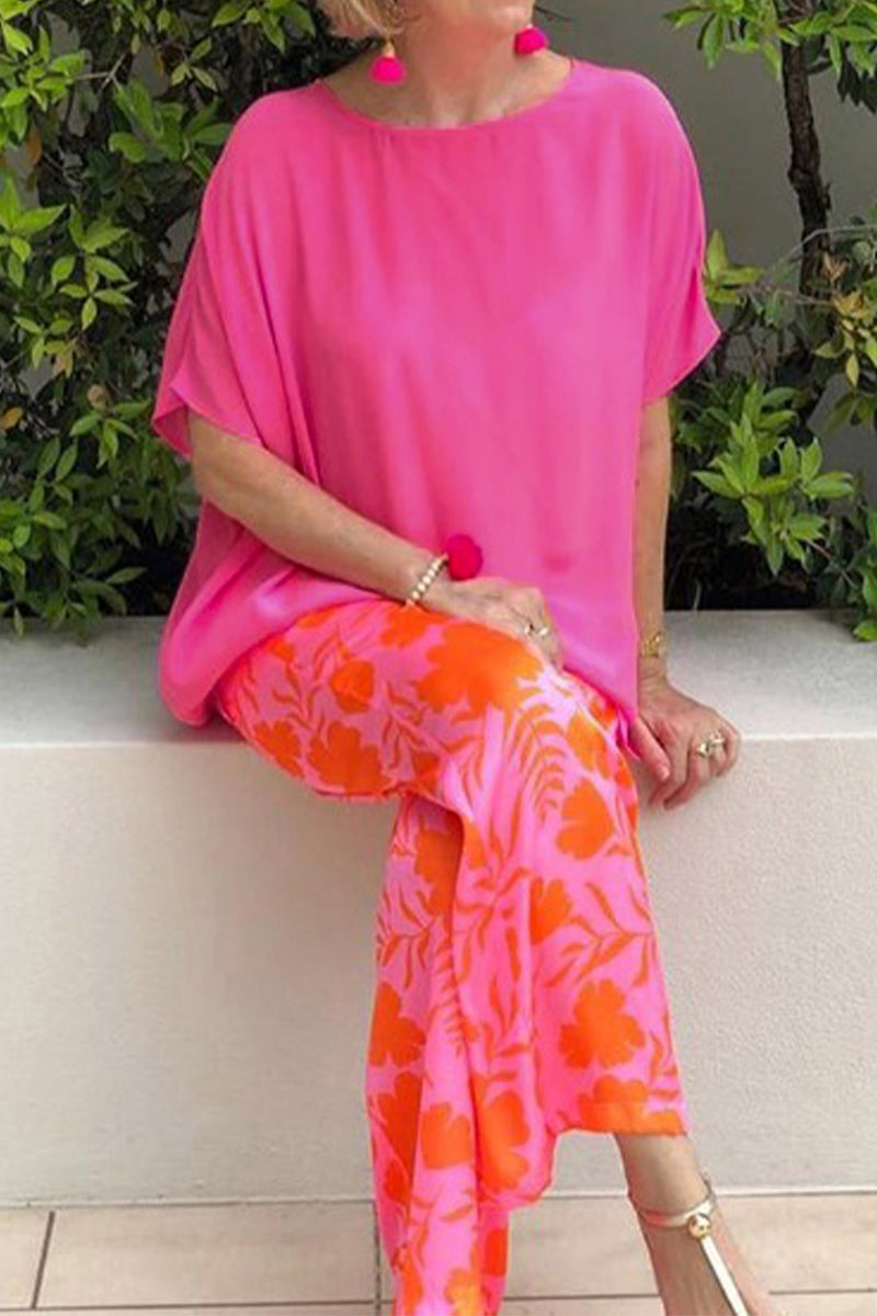 Pocket O Neck Short Sleeve Two Pieces