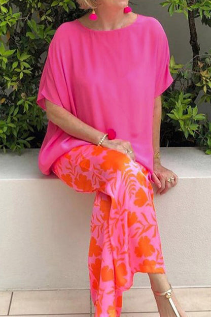 Pocket O Neck Short Sleeve Two Pieces