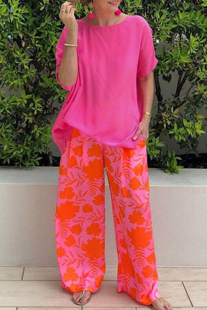 Pocket O Neck Short Sleeve Two Pieces