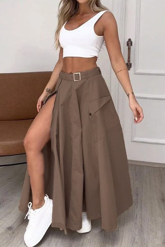 British Style With Belt Zipper U Neck Sleeveless Two Pieces
