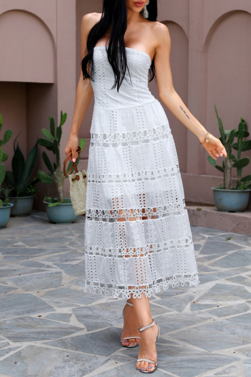 See-through Backless Strapless Long Dress Dresses