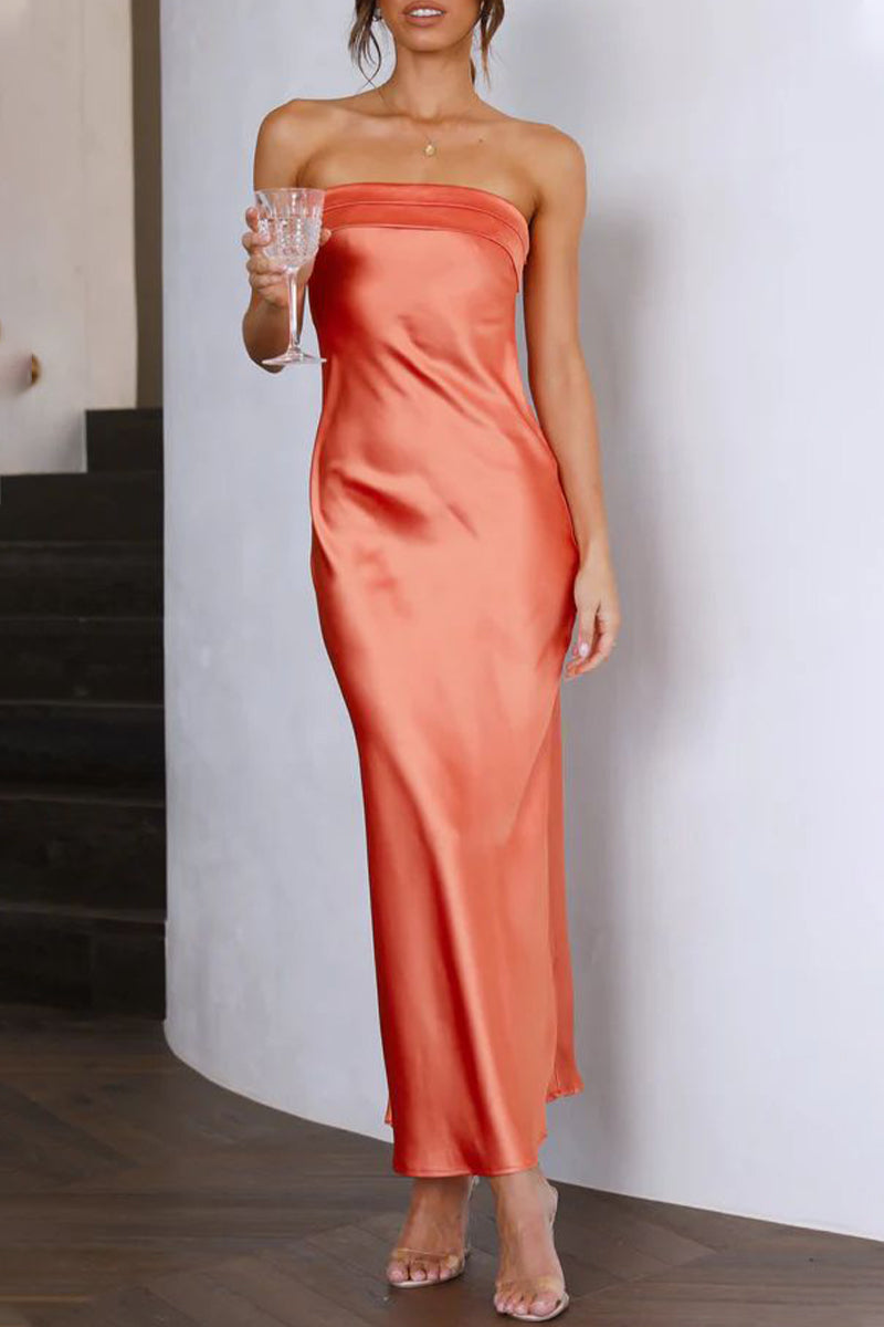 Celebrities Backless Strapless One Step Skirt Dresses