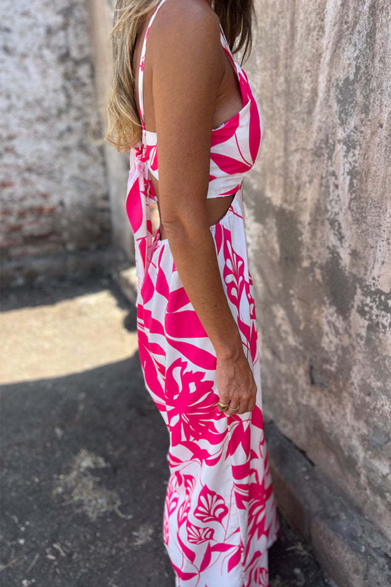 Bandage Backless Halter Loose Jumpsuits
