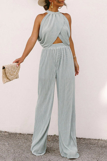 Asymmetrical Halter Sleeveless Two Pieces