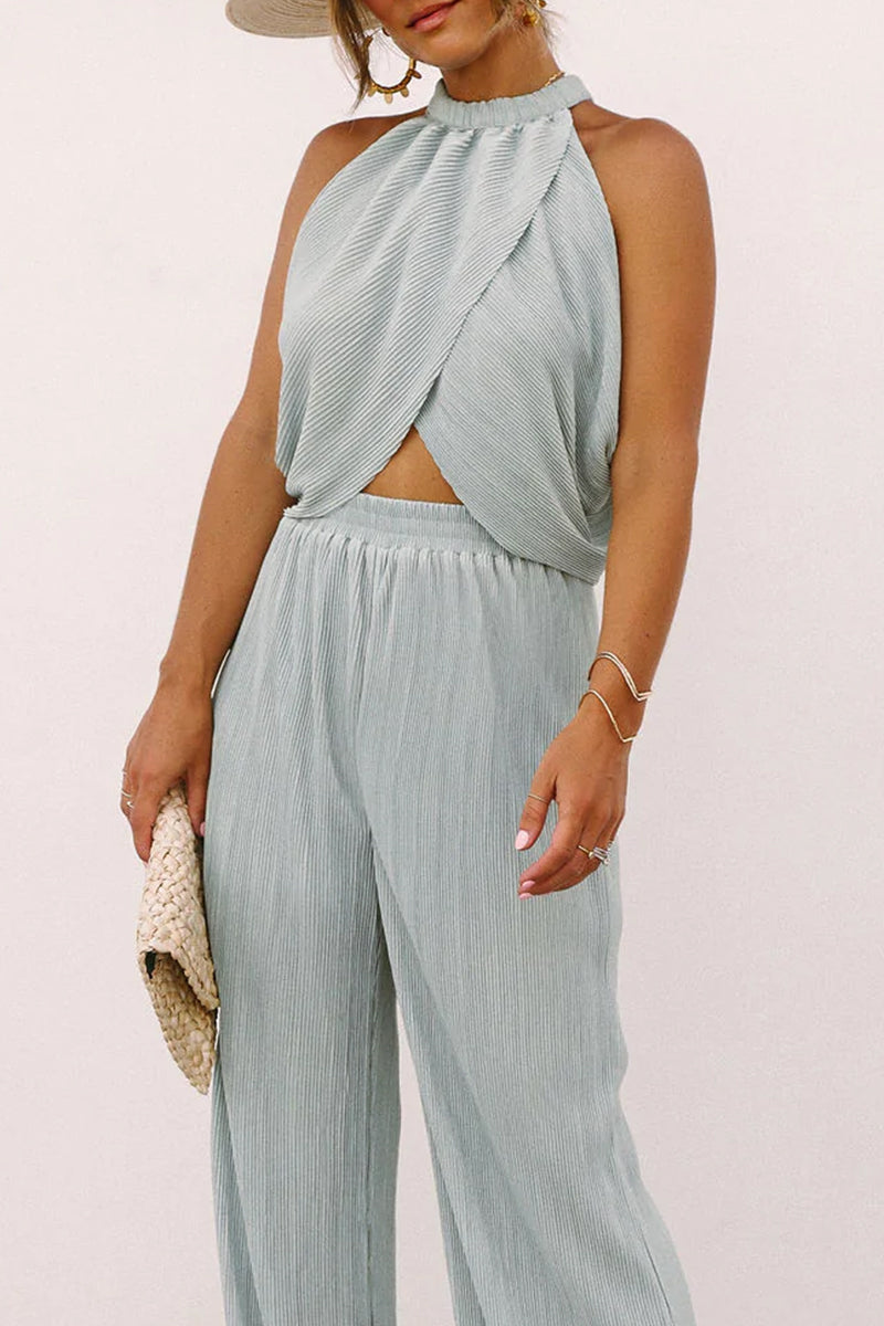 Asymmetrical Halter Sleeveless Two Pieces
