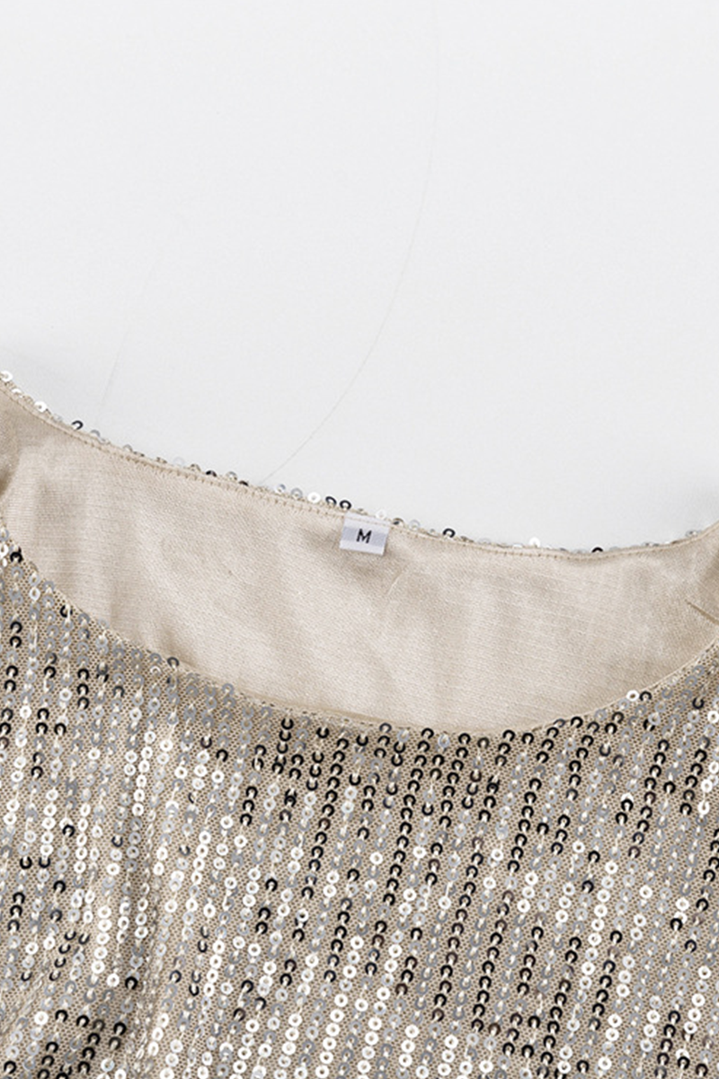 Party Sequins O Neck Wrapped Skirt Dresses