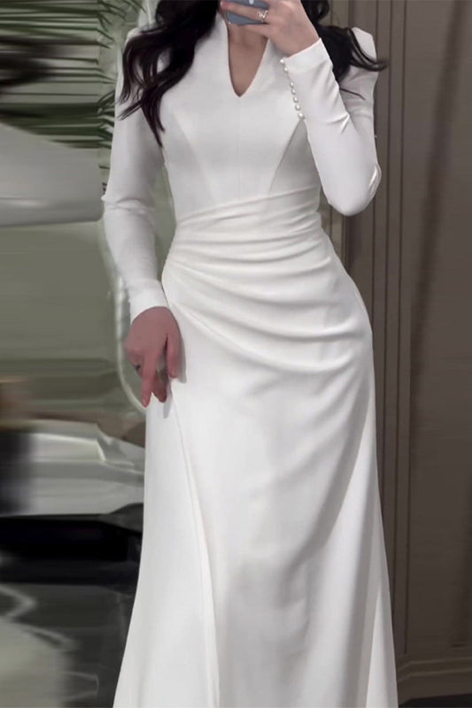 Celebrities Fold V Neck Wrapped Skirt Dresses