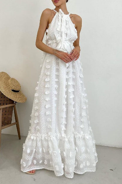 Sweet Patchwork Halter Cake Skirt Dresses