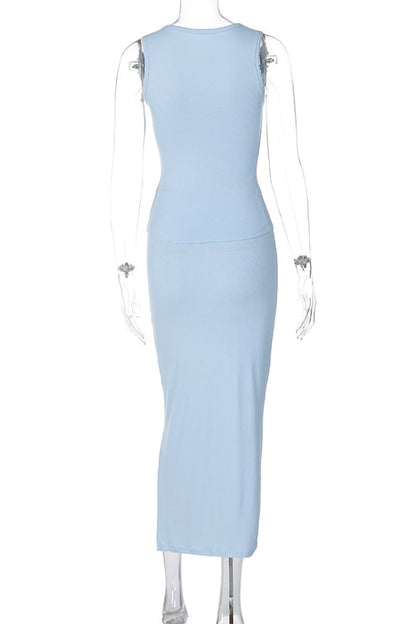 Celebrities Buckle V Neck Sleeveless Two Pieces