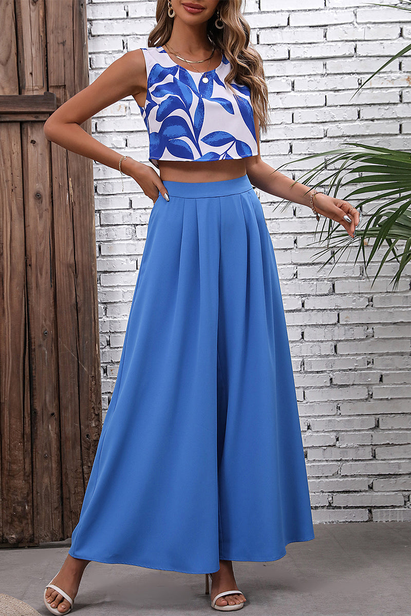 Fold O Neck Sleeveless Two Pieces