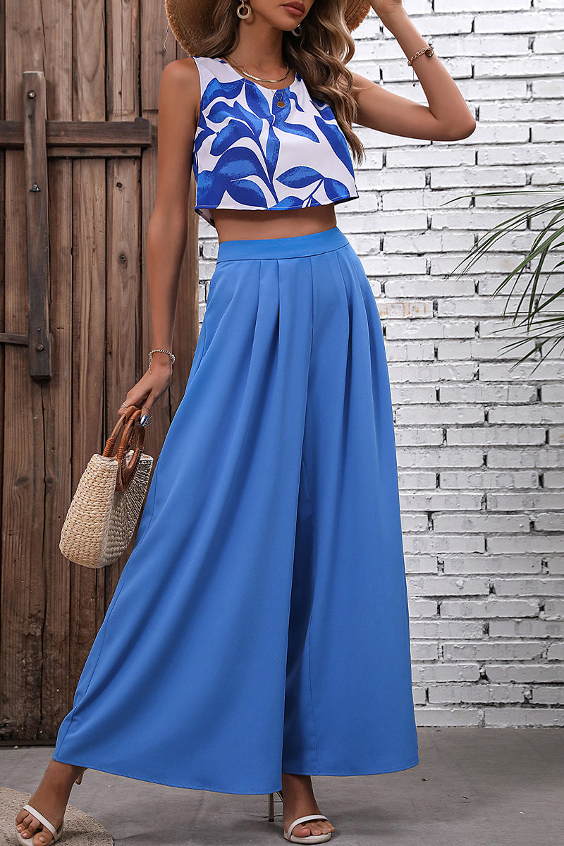 Fold O Neck Sleeveless Two Pieces