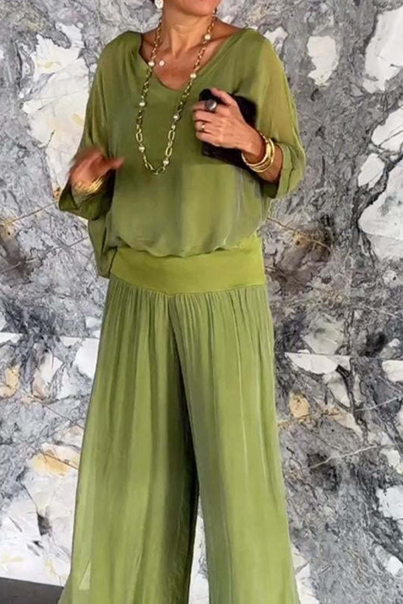 Patchwork V Neck Half Sleeve Two Pieces