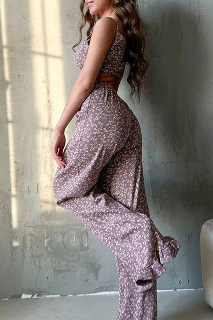 Flounce U Neck Sleeveless Two Pieces