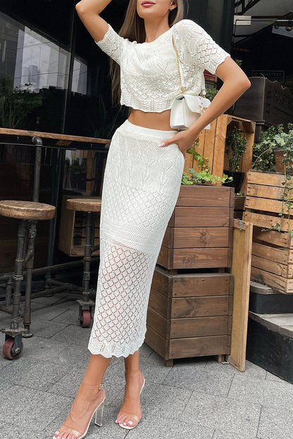 Celebrities Hollowed Out O Neck Short Sleeve Two Pieces