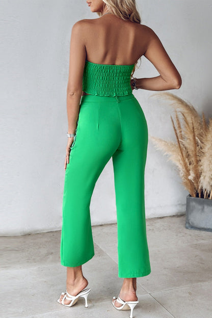Patchwork Backless Strapless Sleeveless Two Pieces