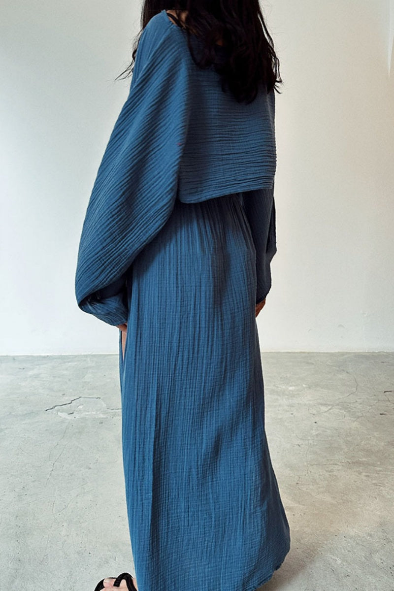 Slit O Neck Long Sleeve Two Pieces