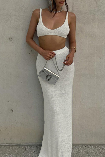 Weave U Neck Sleeveless Two Pieces