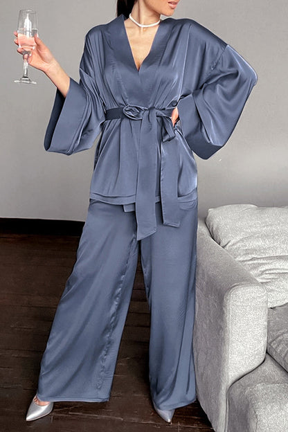 Simplicity Bandage V Neck Long Sleeve Two Pieces