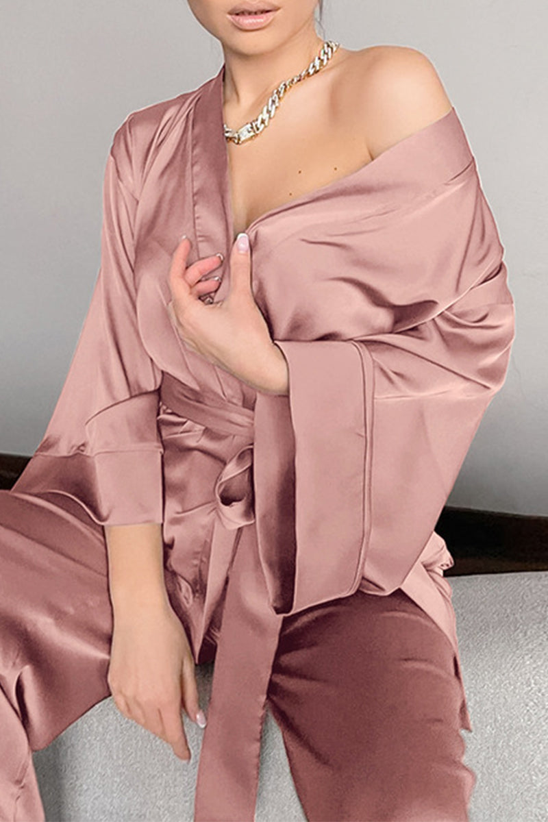 Simplicity Bandage V Neck Long Sleeve Two Pieces