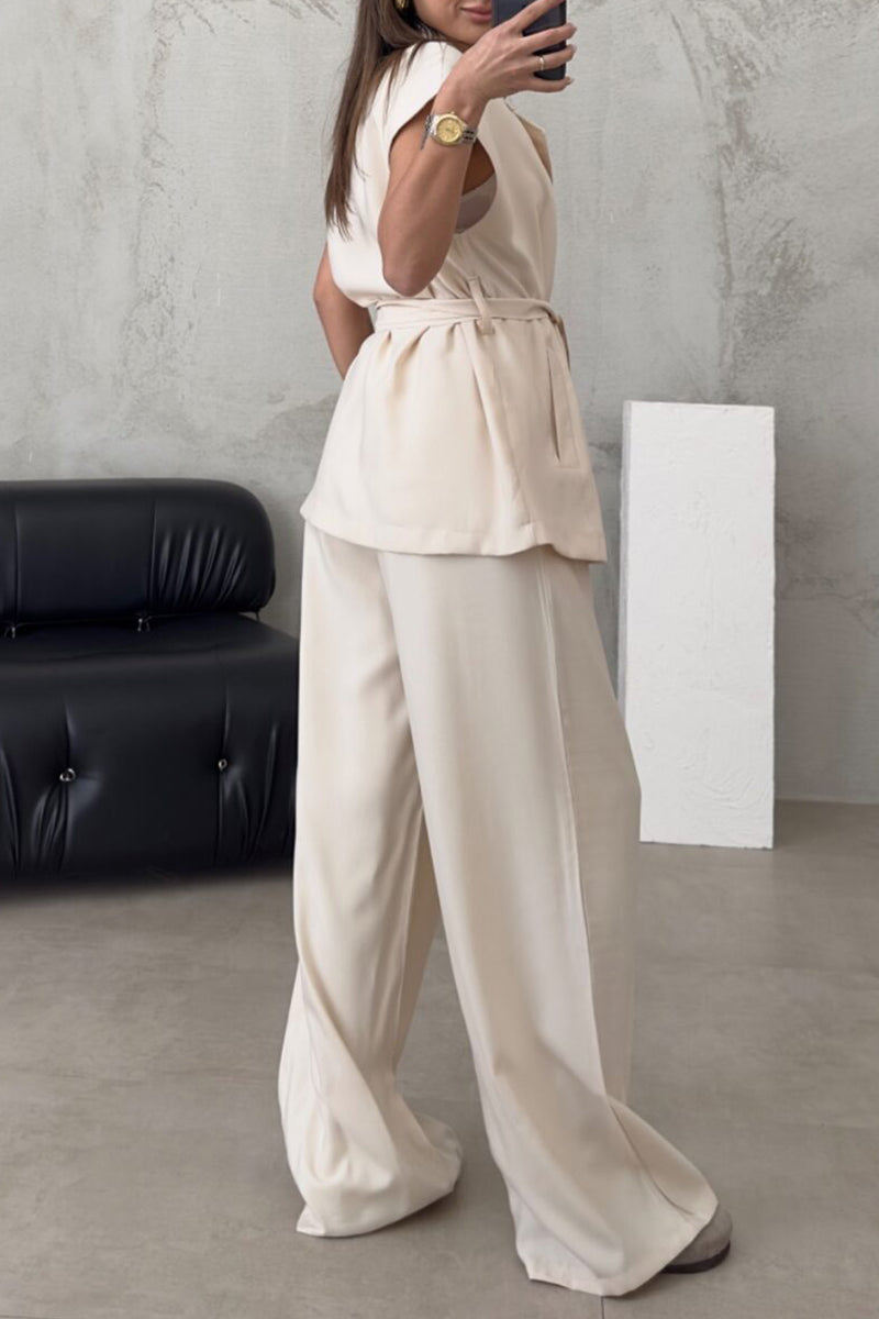 British Style Frenulum Turn-back Collar Sleeveless Two Pieces