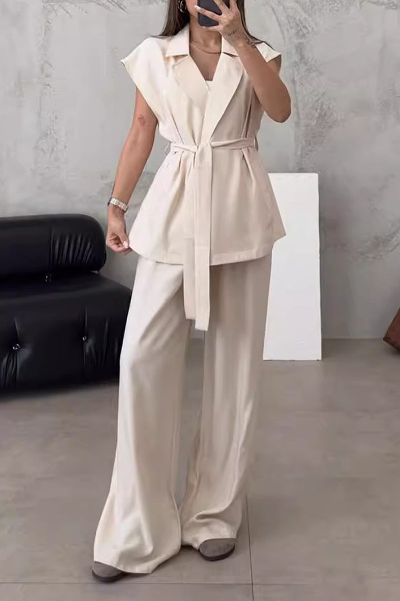 British Style Frenulum Turn-back Collar Sleeveless Two Pieces