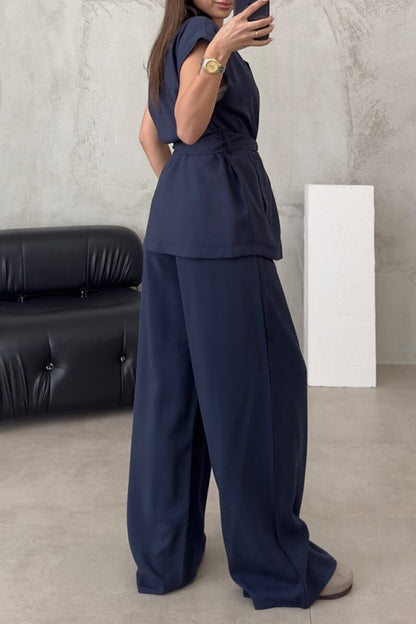 British Style Frenulum Turn-back Collar Sleeveless Two Pieces
