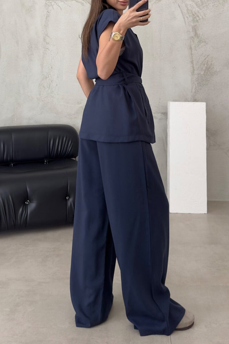 British Style Frenulum Turn-back Collar Sleeveless Two Pieces