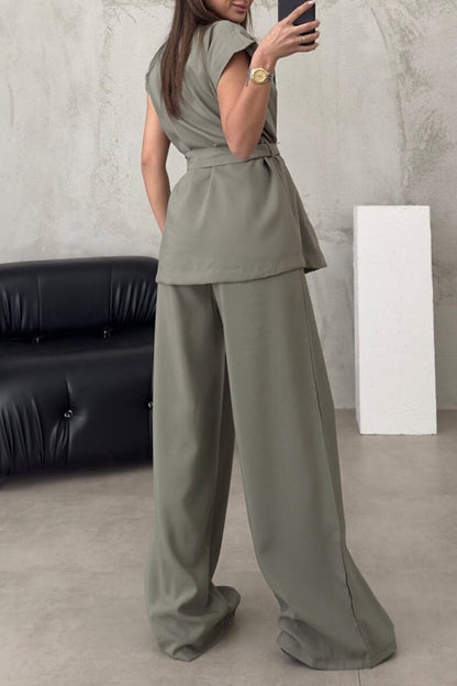 British Style Frenulum Turn-back Collar Sleeveless Two Pieces