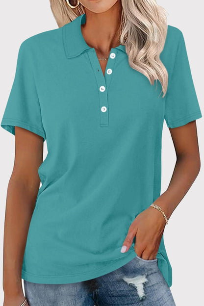 Simplicity Buckle Turndown Collar T-shirts