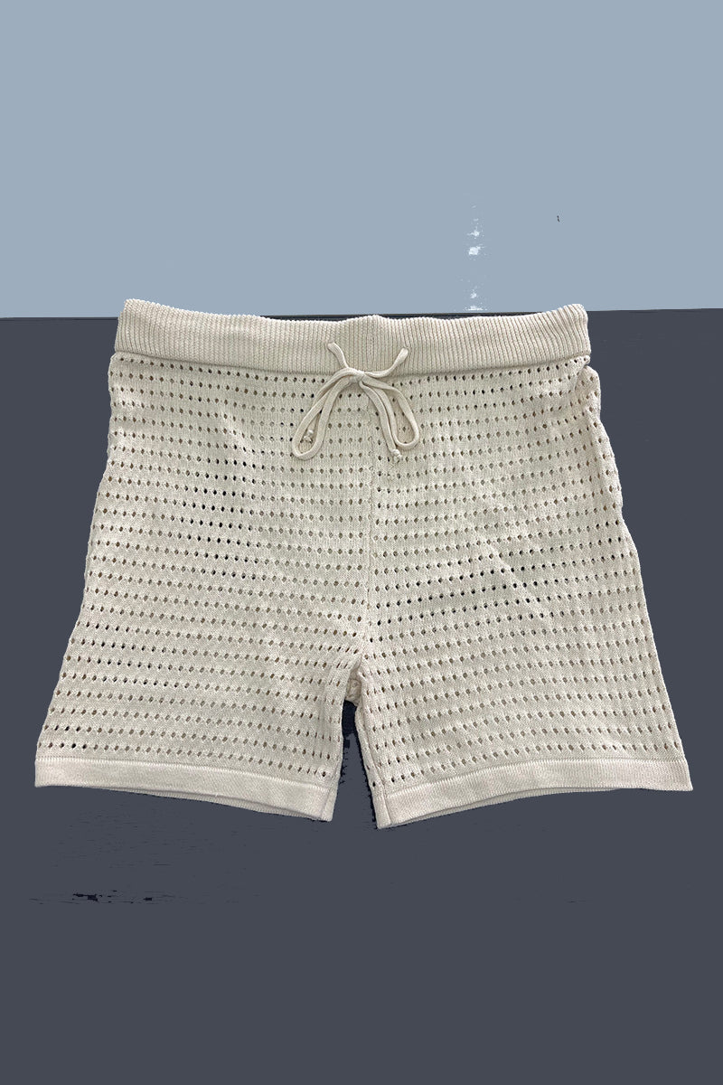 Hollowed Out Turndown Collar Half Sleeve Two Pieces