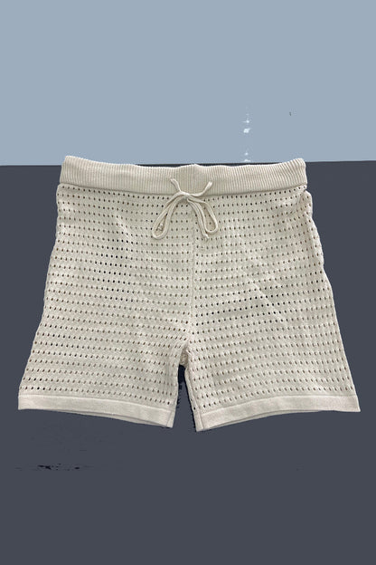 Hollowed Out Turndown Collar Half Sleeve Two Pieces