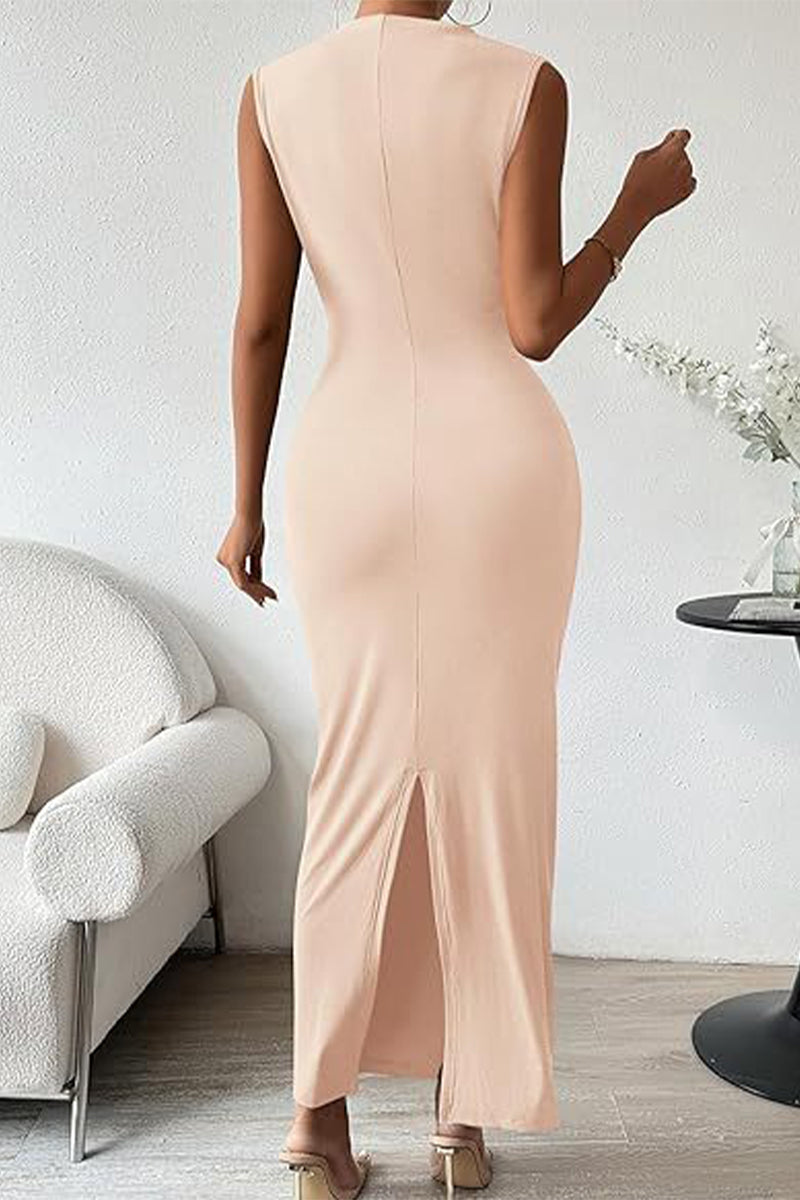 Simplicity Fold O Neck One Step Skirt Dresses(8 Colors)
