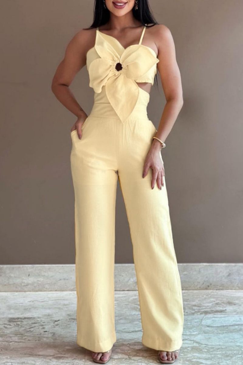 Bandage Backless Spaghetti Strap Skinny Jumpsuits