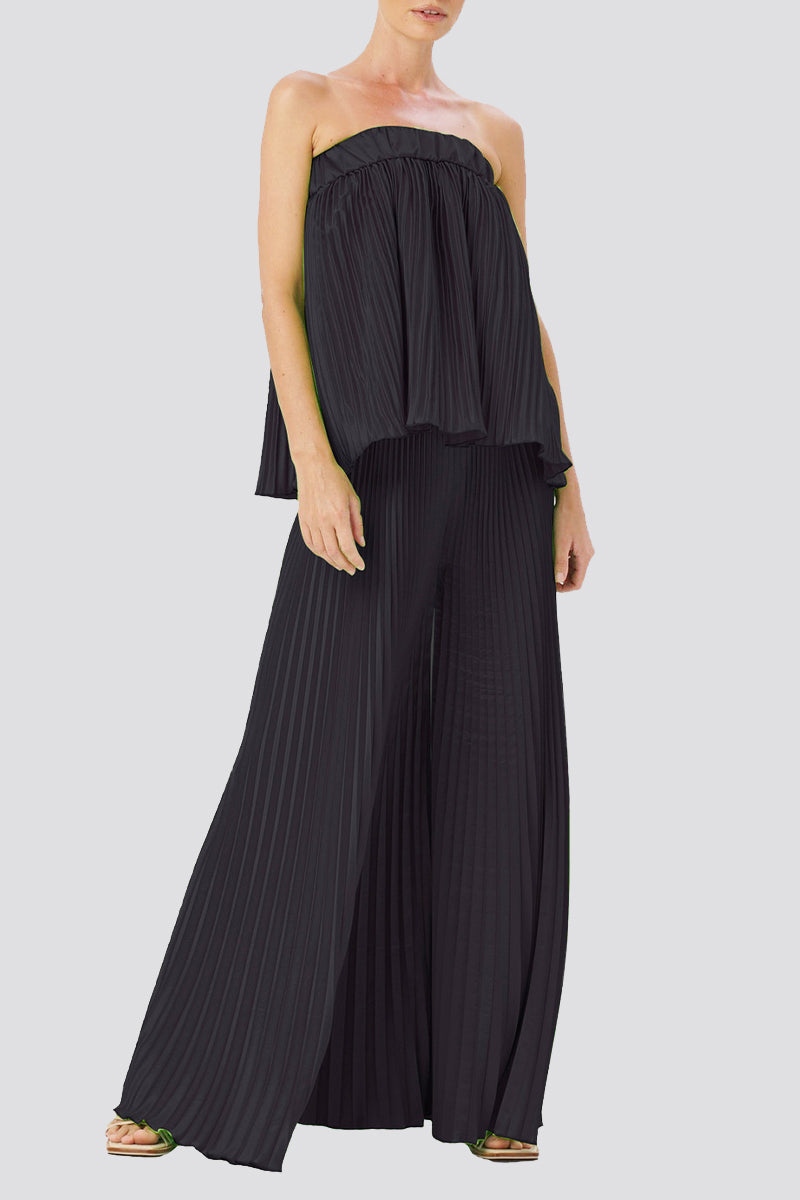Pleated Strapless Sleeveless Two Pieces