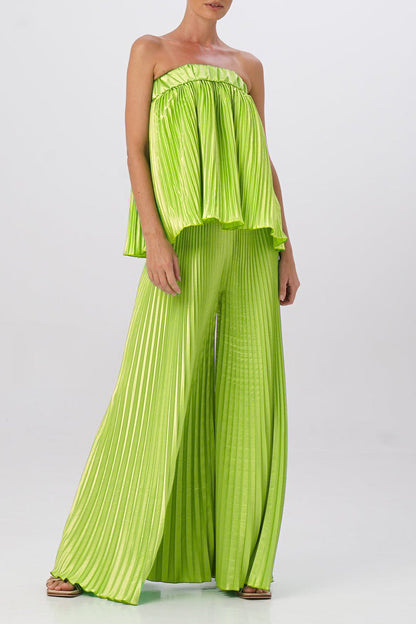 Pleated Strapless Sleeveless Two Pieces