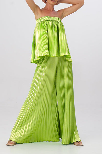 Pleated Strapless Sleeveless Two Pieces