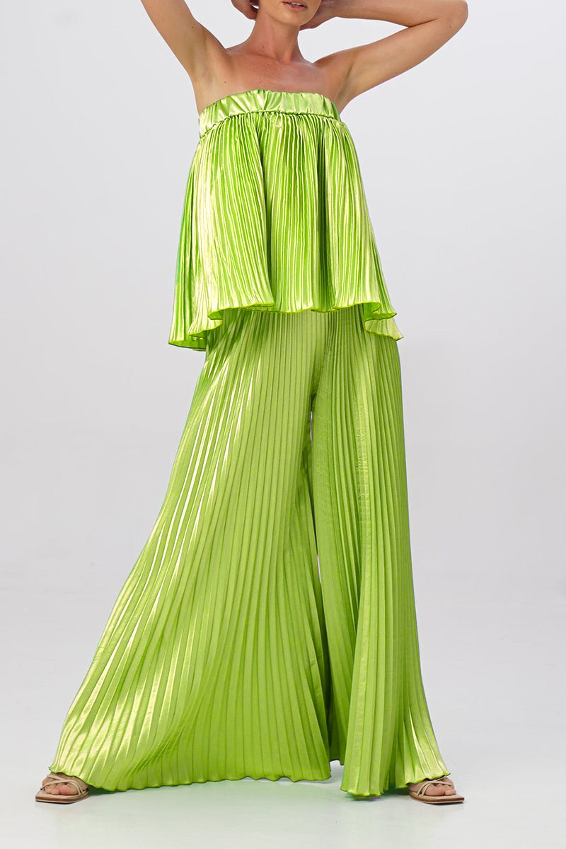 Pleated Strapless Sleeveless Two Pieces