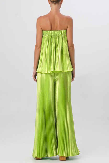 Pleated Strapless Sleeveless Two Pieces
