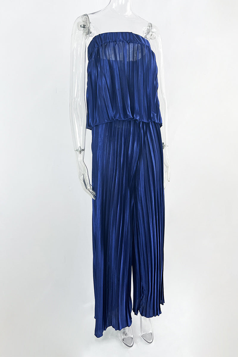 Pleated Strapless Sleeveless Two Pieces