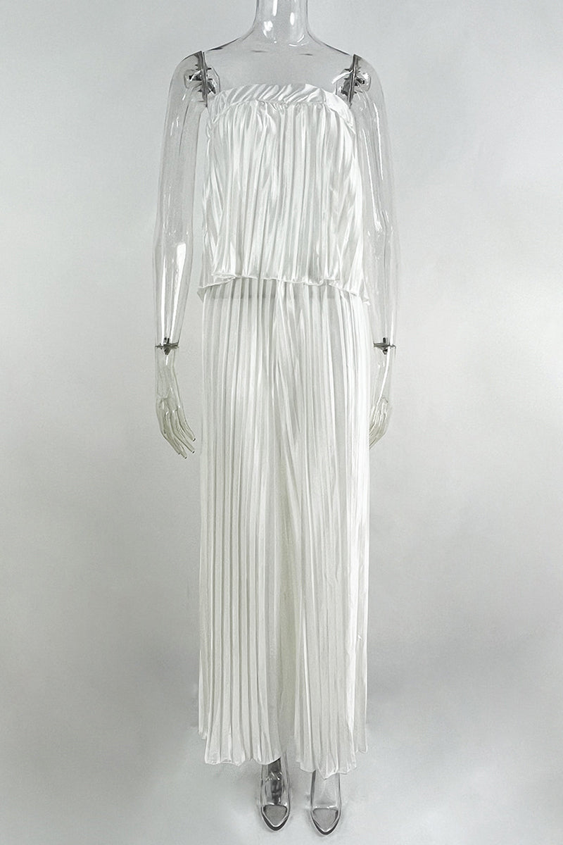 Pleated Strapless Sleeveless Two Pieces