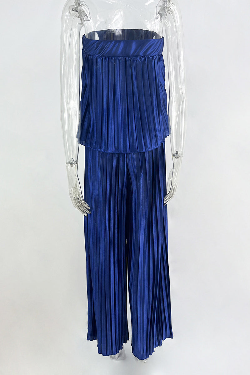 Pleated Strapless Sleeveless Two Pieces
