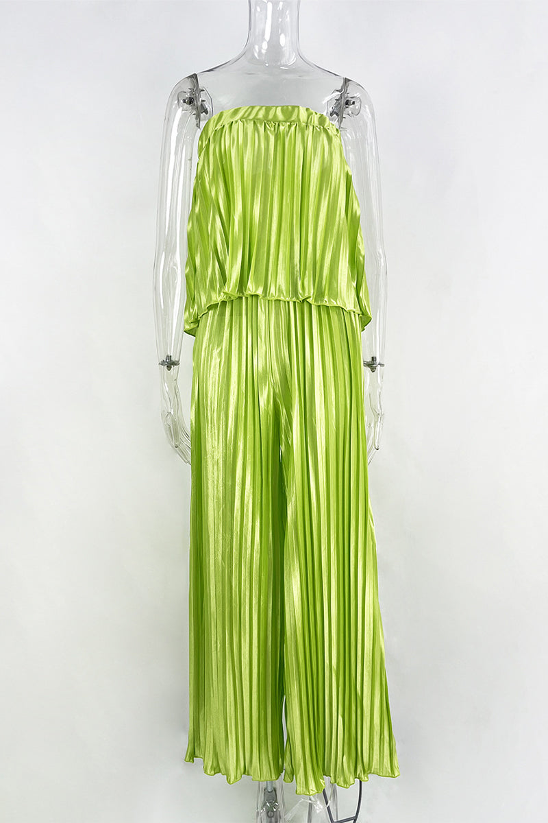 Pleated Strapless Sleeveless Two Pieces
